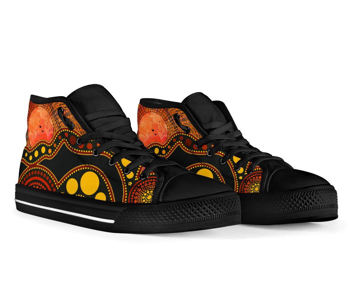 aboriginal-high-top-shoe-australia-indigenous-flag-circle-dot-painting-art-golden