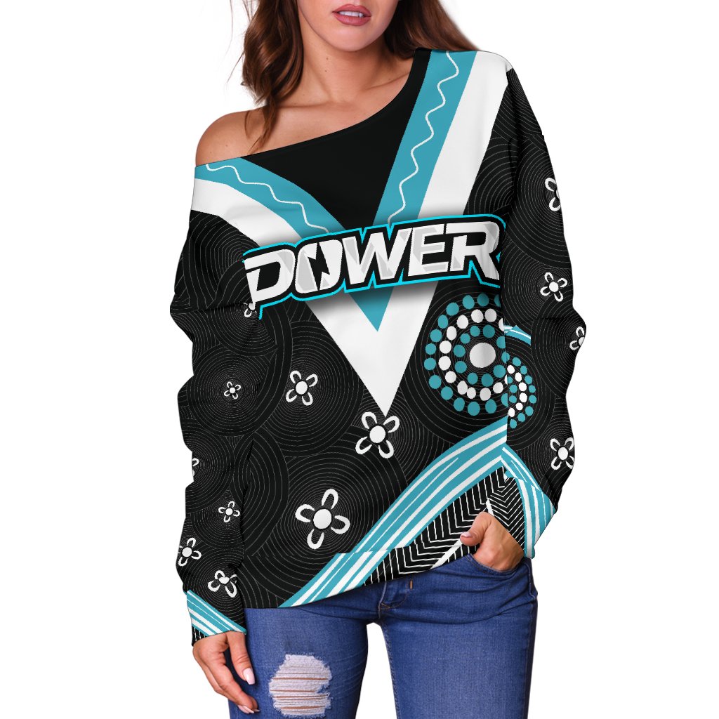 We Are Port Adelaide Women Off Shoulder Sweater Power - Vibe Hoodie