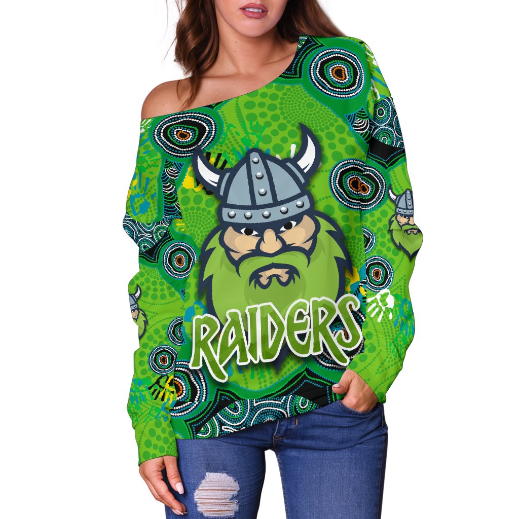 Canberra Women Off Shoulder Sweater Raiders Viking Indigenous - Vibe Hoodie
