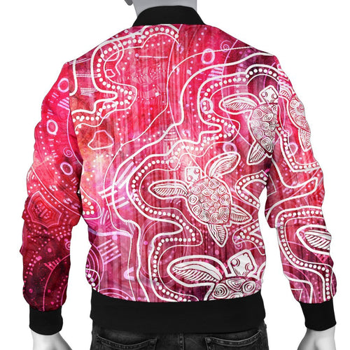 aboriginal-mens-bomber-jacket-sea-turtle-with-indigenous-patterns-pink