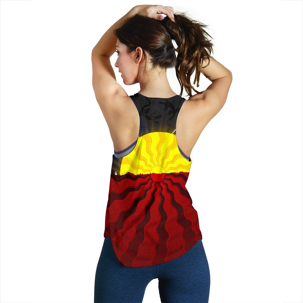 Aboriginal Women's Racerback Tank, Aboriginal Lives Matter Flag Sun Dot Painting - Vibe Hoodie