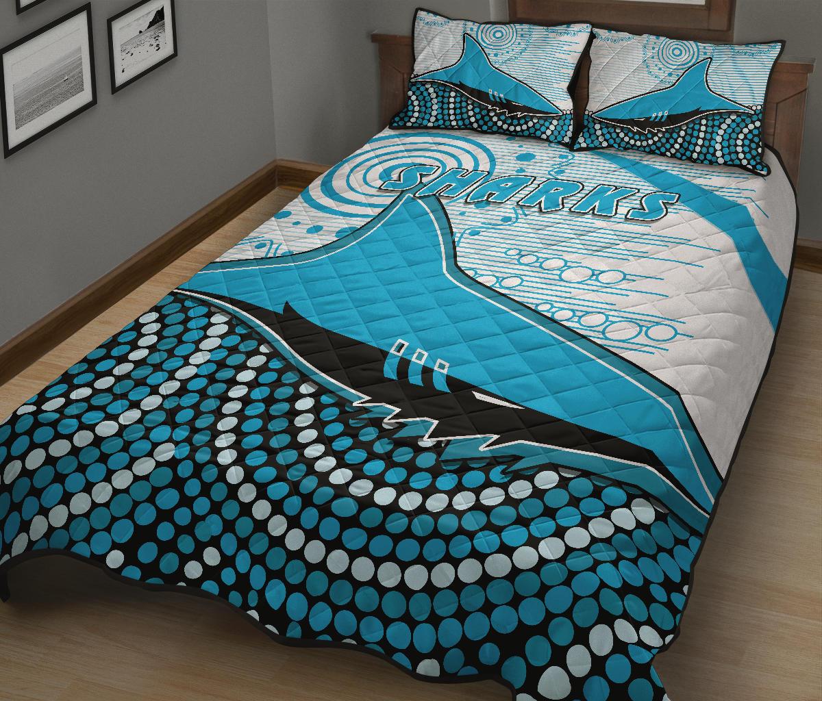 sharks-quilt-bed-set-cronulla-indigenous-unique