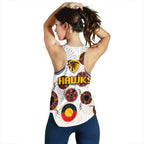 Hawthorn Women Racerback Tank Hawks Indigenous - White - Vibe Hoodie