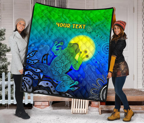 customaboriginal-premium-quilt-indigenous-frog-blue