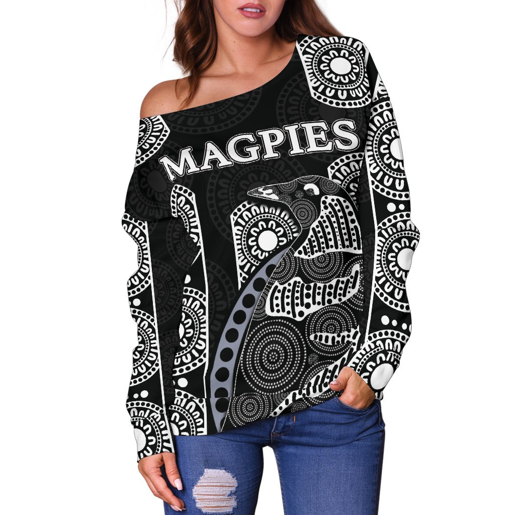 Magpies Off Shoulder Sweater Aboriginal - Vibe Hoodie