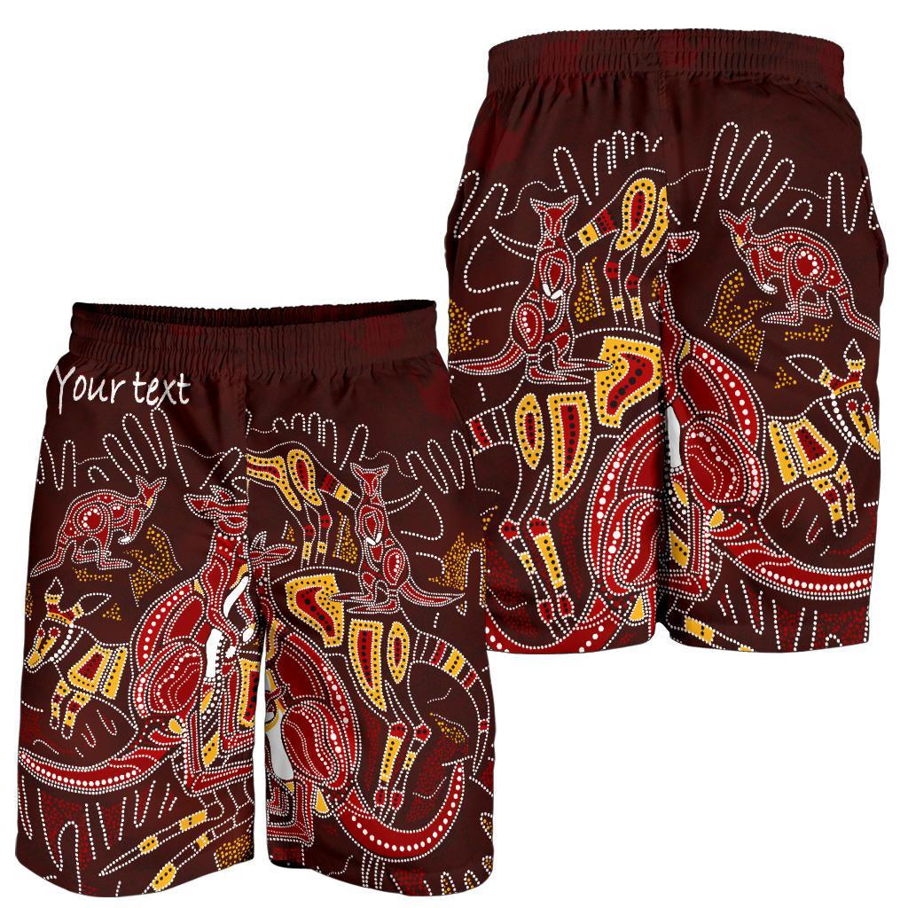 custom-aboriginal-mens-shorts-kangaroo-family-with-hand-art