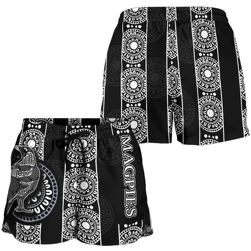 Magpies All Over Print Women's Shorts Aboriginal - Vibe Hoodie