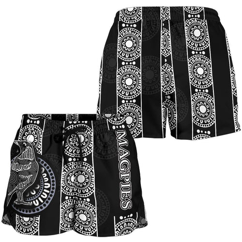 Magpies All Over Print Women's Shorts Aboriginal - Vibe Hoodie
