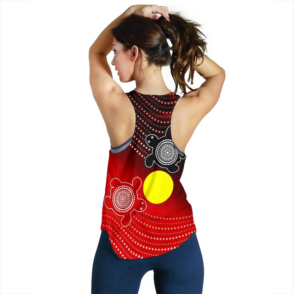 Aboriginal Women's Racerback Tank - Indigenous Circle Dot Painting Style - - Vibe Hoodie