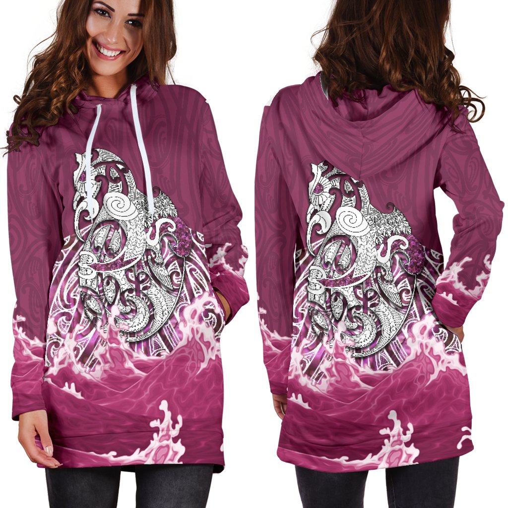 maori-manaia-the-blue-sea-womens-hoodie-dress-pink