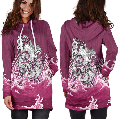 maori-manaia-the-blue-sea-womens-hoodie-dress-pink