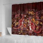aboriginal-shower-curtain-kangaroo-family-with-hand-art