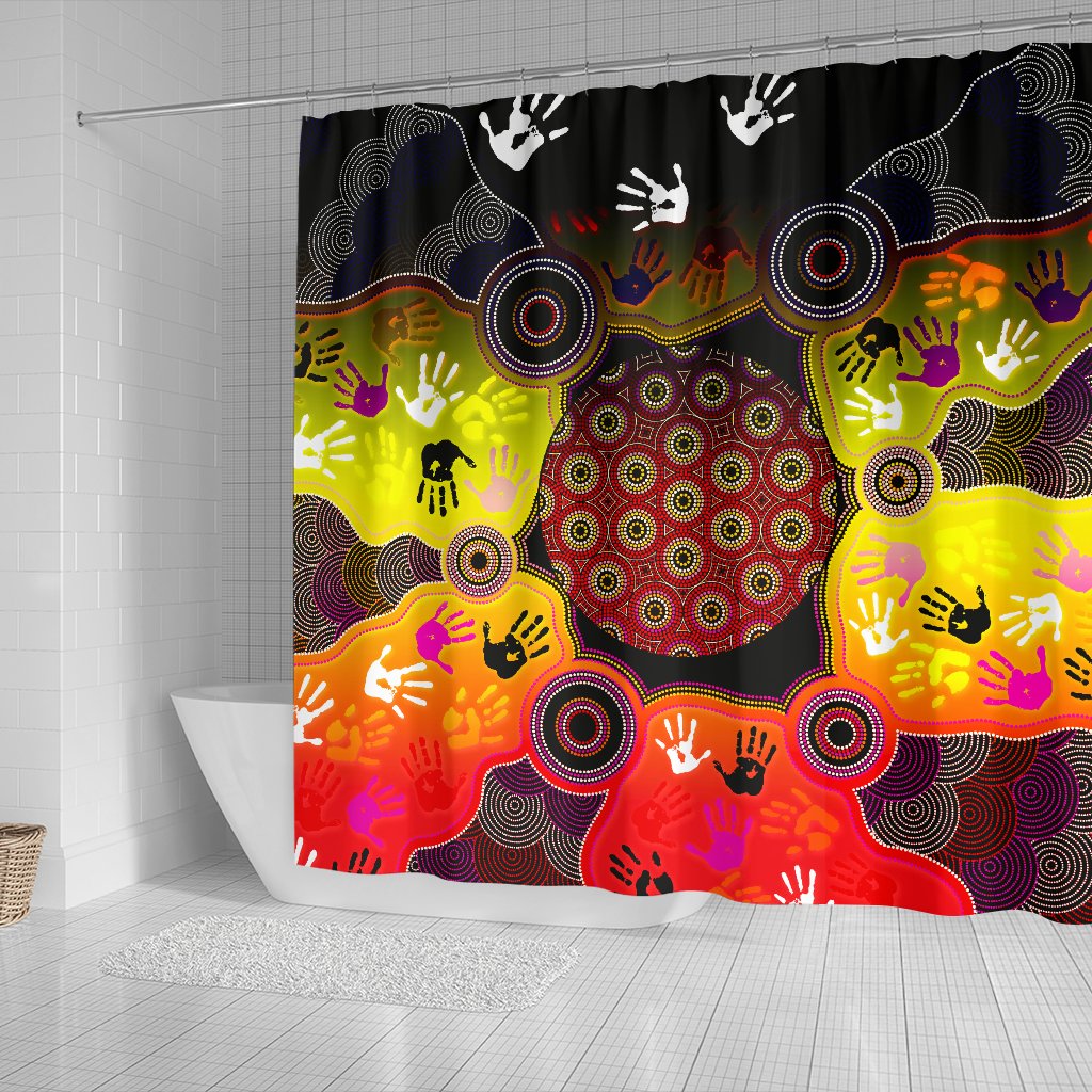 aboriginal-shower-curtain-indigenous-circle-dot-painting-hand-art