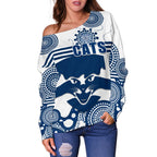 Cats Off Shoulder Sweater Geelong Indigenous - Vibe Hoodie