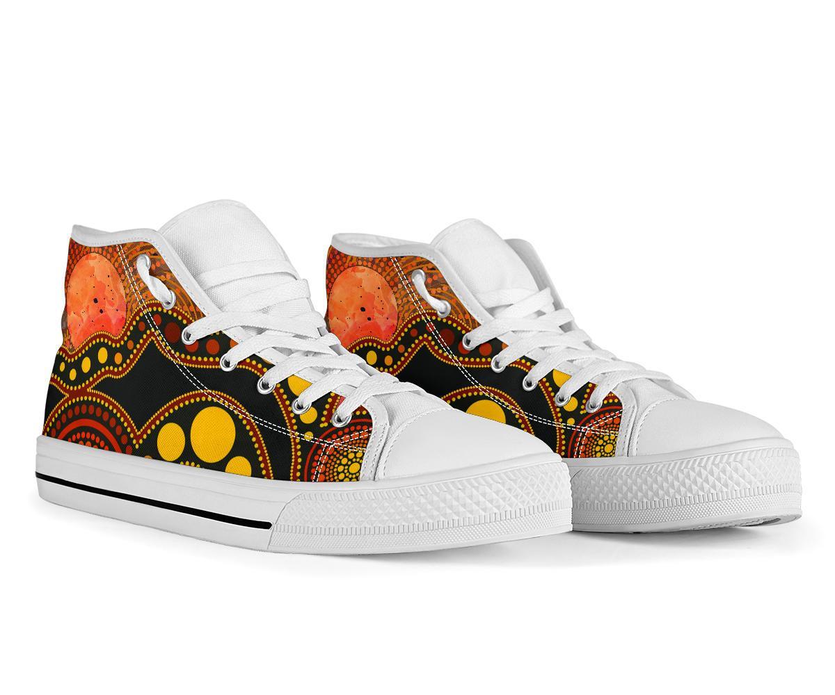 aboriginal-high-top-shoe-australia-indigenous-flag-circle-dot-painting-art-golden
