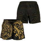 New Zealand All Over Print Women's Shorts, Maori Polynesian Tattoo Gold - Vibe Hoodie