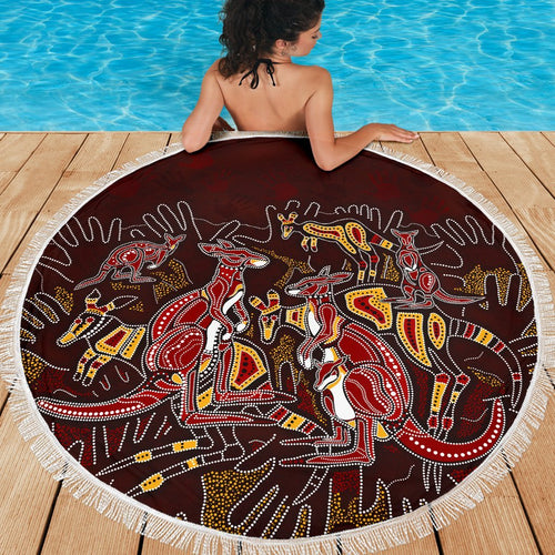aboriginal-beach-blanket-kangaroo-family-with-hand-art