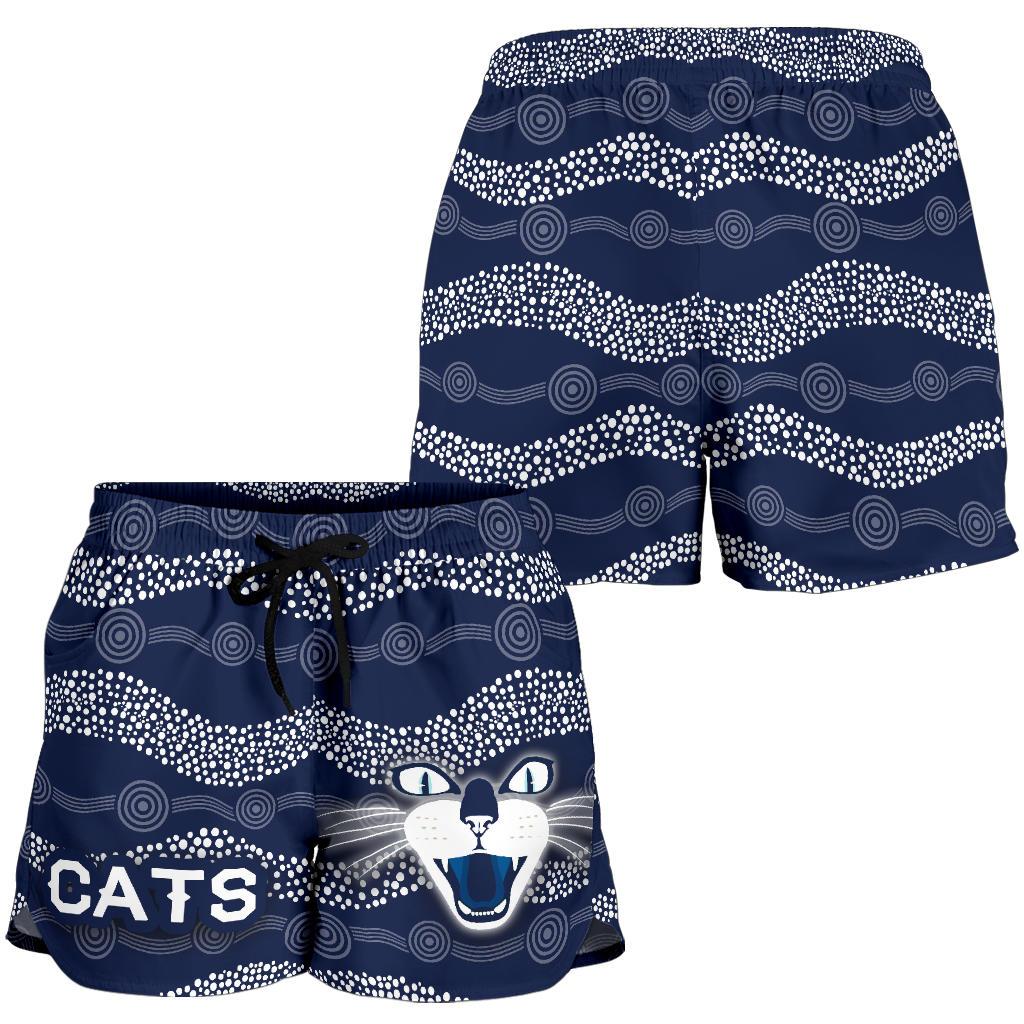 Geelong Women Shorts Cats Indigenous - Navy - Vibe Hoodie