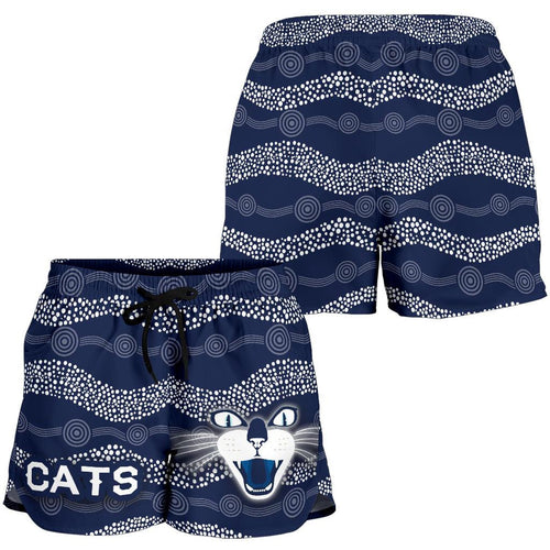 Geelong Women Shorts Cats Indigenous - Navy - Vibe Hoodie