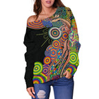 Australia Women's Off Shoulder Sweater Aboriginal Style NO.1 - Vibe Hoodie