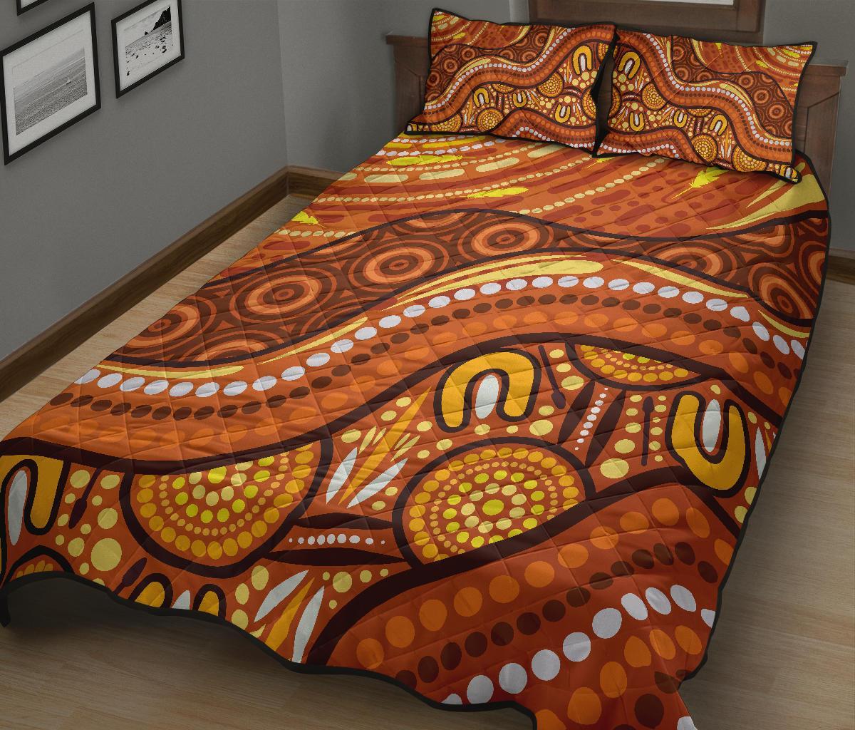 aboriginal-quilt-bed-set-landscape-and-the-sun-dot-painting-art