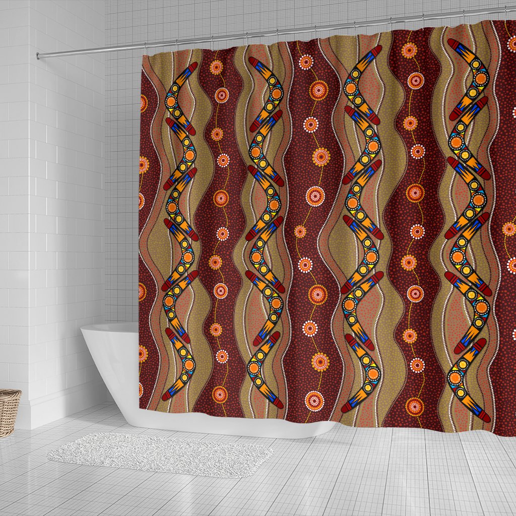 aboriginal-shower-curtain-boomerang-dot-painting-circle-patterns