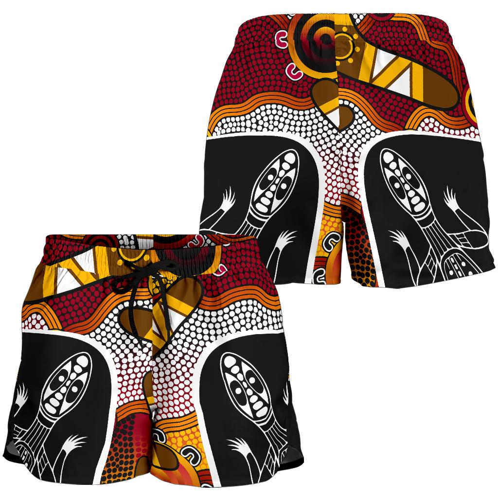 Aboriginal Shorts, Lizard Patterns Boomerang Indigenous Dot Painting Women - Vibe Hoodie