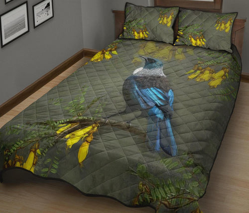 tui-bird-new-zealand-kowhai-tree-quilt-bed-set