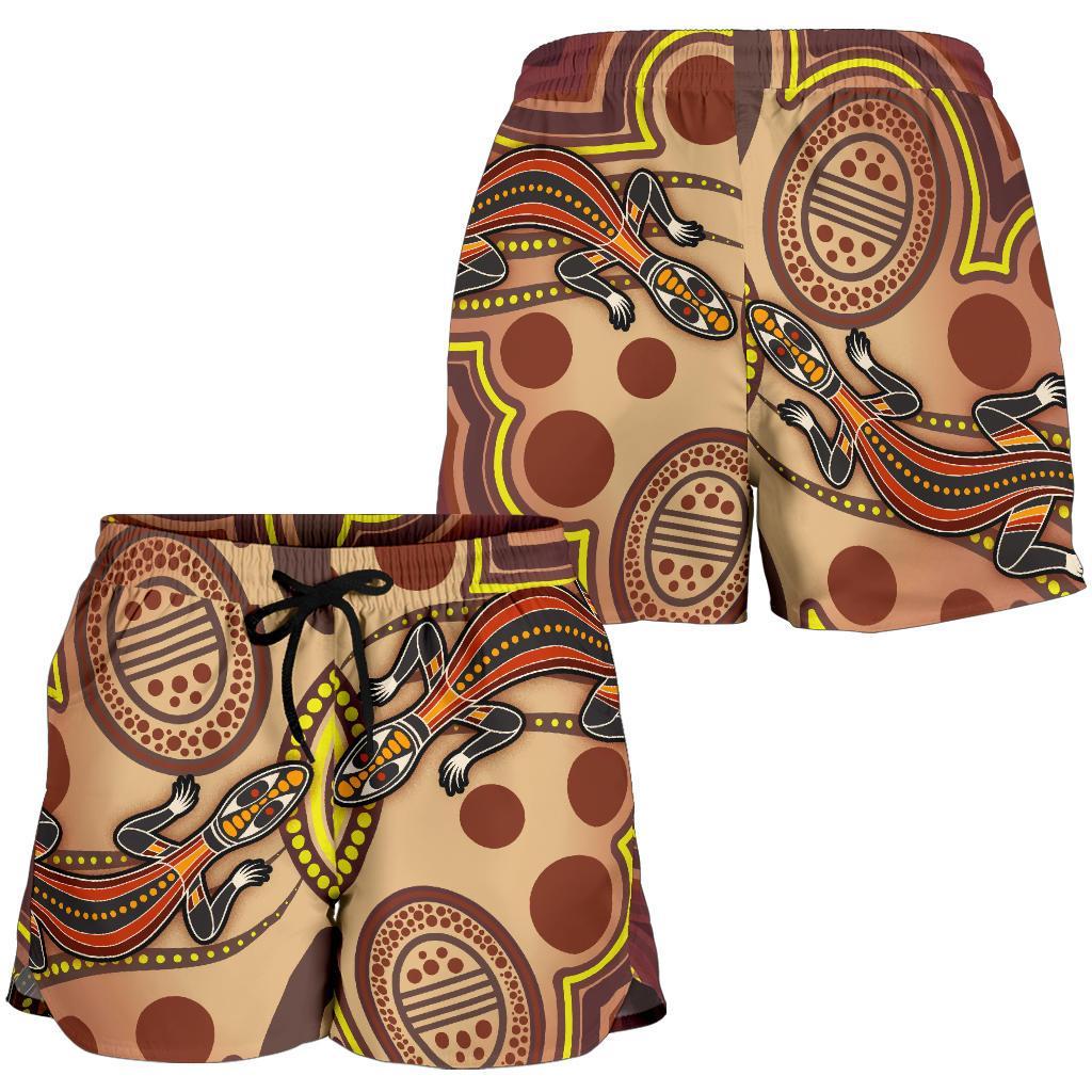 Aboriginal Women's Shorts, Indigenous Lizard Dot Painting Art - Vibe Hoodie
