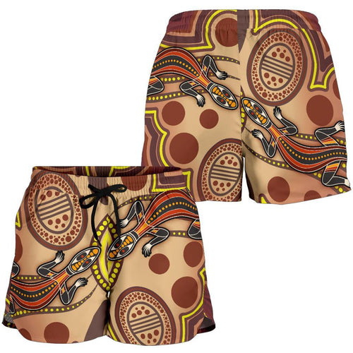 Aboriginal Women's Shorts, Indigenous Lizard Dot Painting Art - Vibe Hoodie