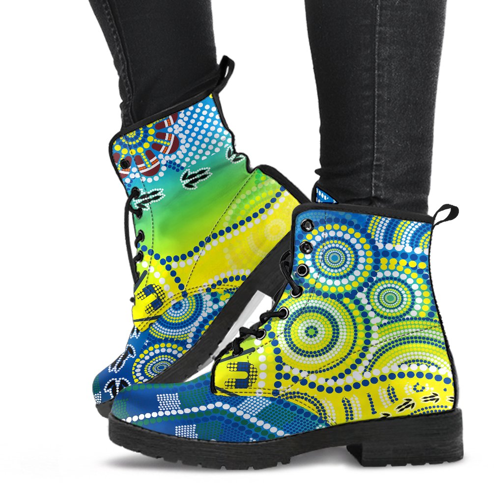 aboriginal-leather-boots-dot-painting-indigenous-circle-patterns