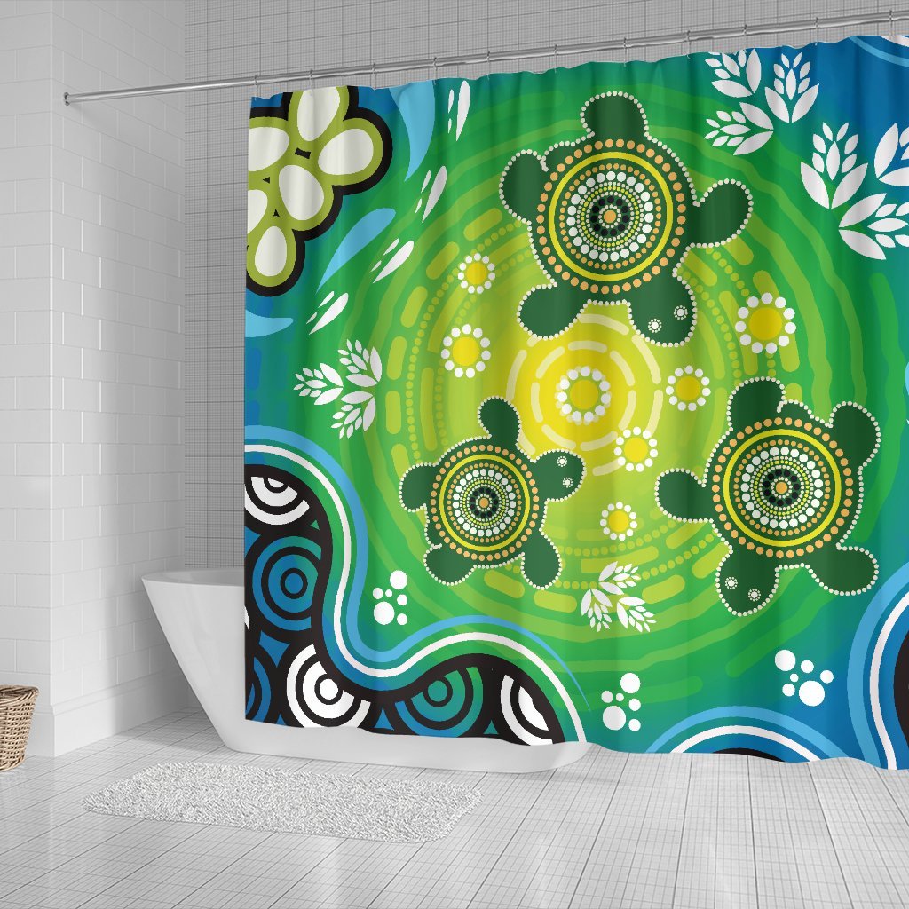 aboriginal-shower-curtain-indigenous-green-turtle