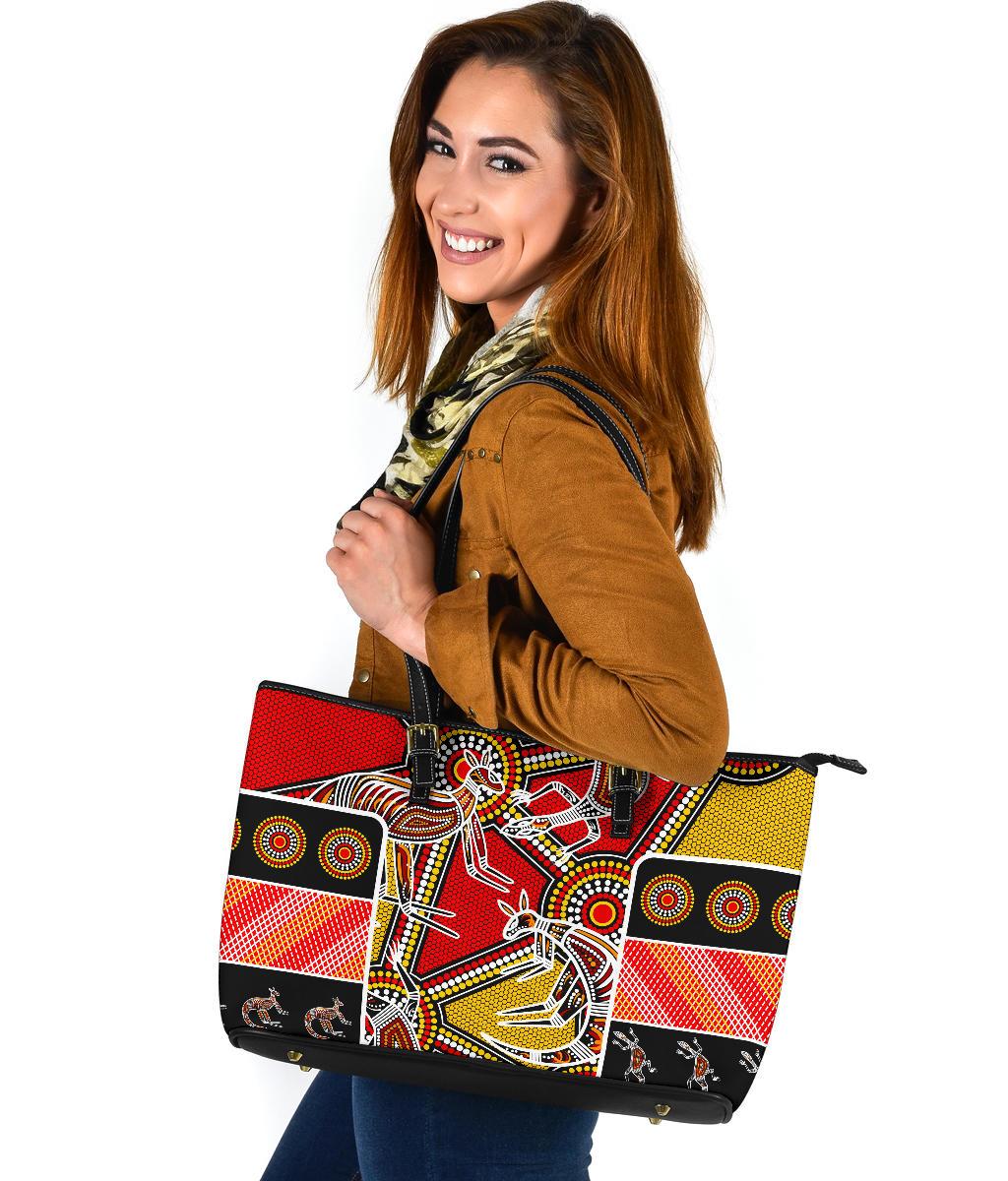 aboriginal-large-leather-tote-bag-kangaroo-dot-painting-patterns