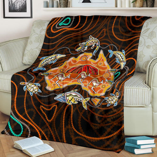 premium-blanket-australia-map-aboriginal-animals-dot-painting-blanket