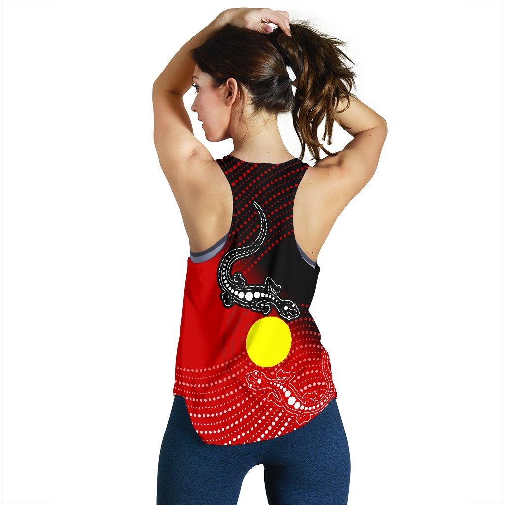 Aboriginal Women's Racerback Tank - Two Indigenous Lizard - Vibe Hoodie