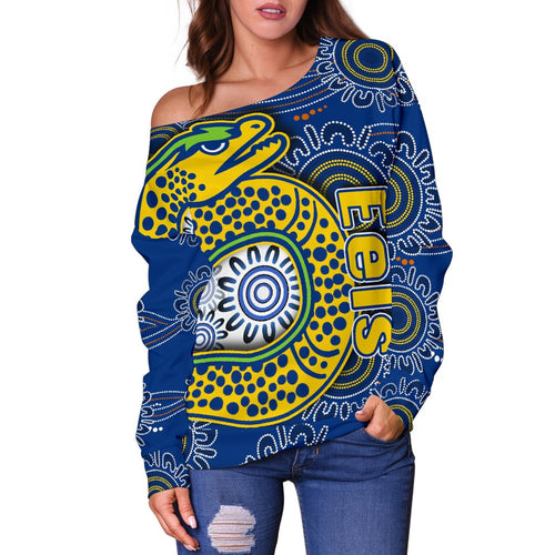 Parramatta Eels Women's Off Shoulder Sweater Indigenous - Vibe Hoodie