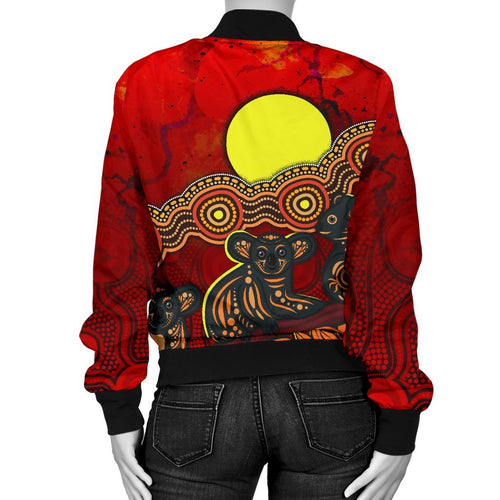 custom-text-aboriginal-womens-bomber-jacket-australian-indigenous-koala