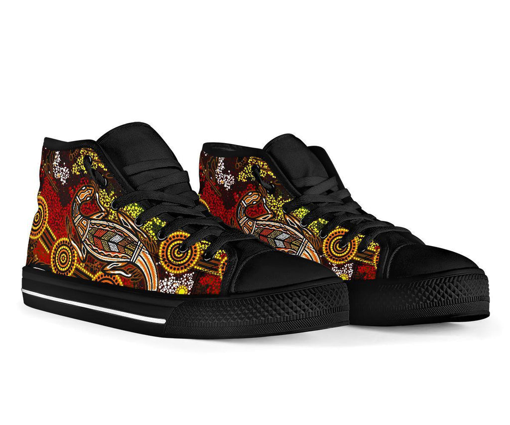 aboriginal-high-top-shoe-kangaroo-and-lizard-dot-painting-art-bn18