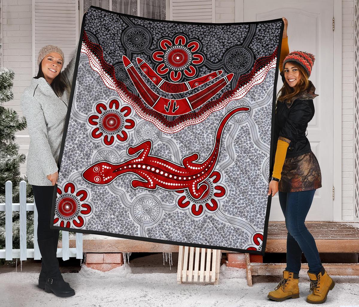 aboriginal-premium-quilt-indigenous-boomerang-and-lizard-art
