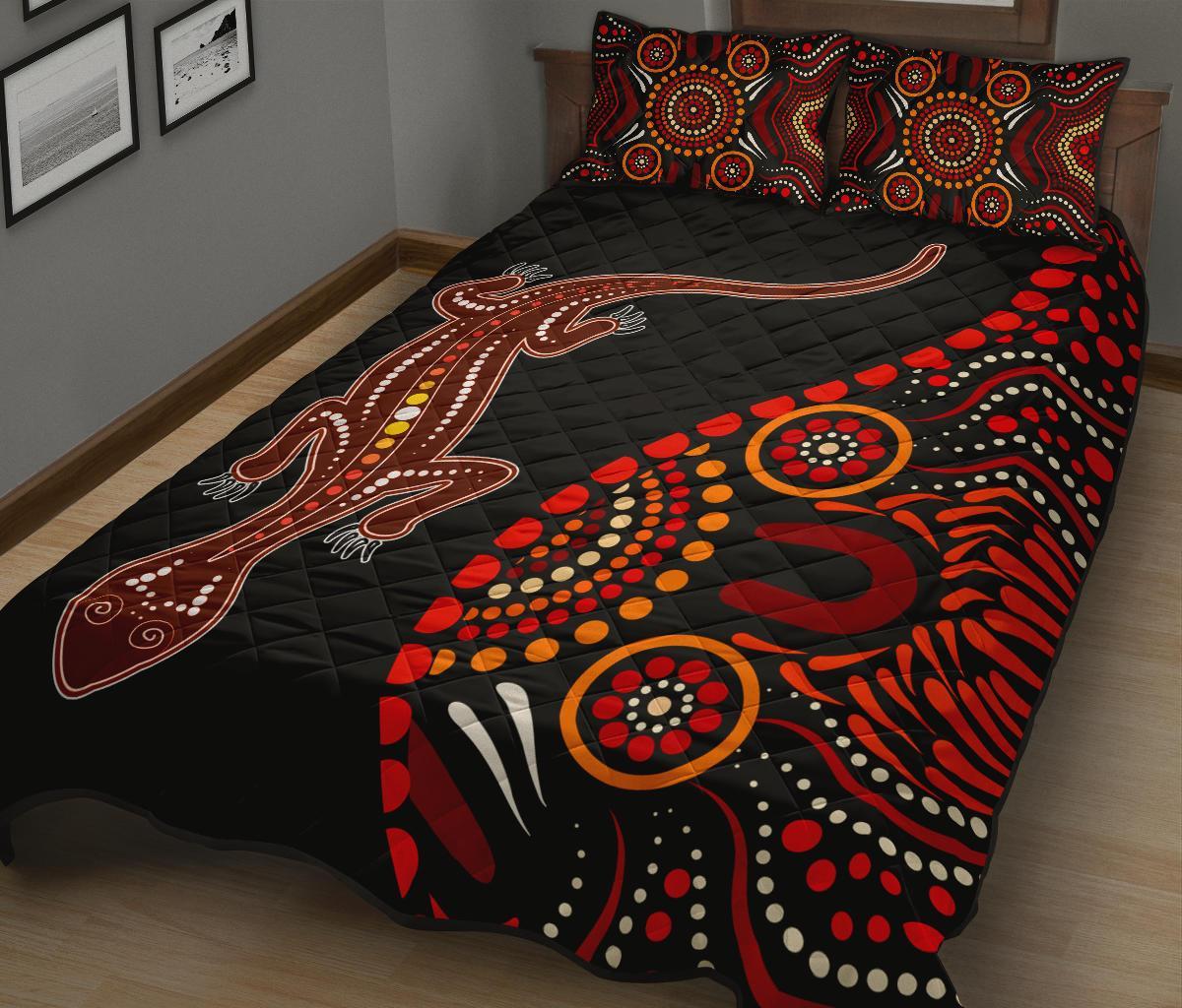 aboriginal-quilt-bed-set-aboriginal-lizard-with-dot-painting-pattern