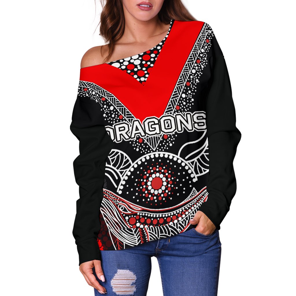 St. George Illawarra Dragons Women's Off Shoulder Sweater Aboriginal