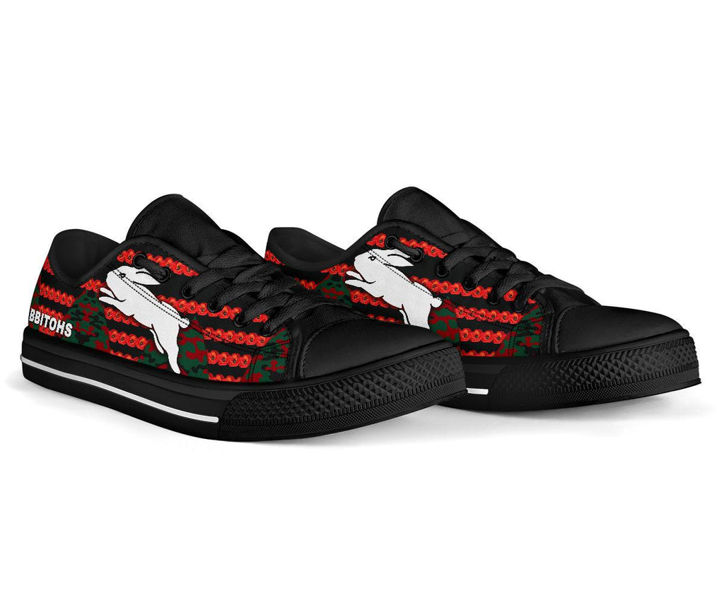 south-sydney-rabbitohs-low-top-shoe-anzac-day-poppy-flower-vibes