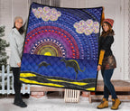 aboriginal-premium-quilt-sunset-over-the-sea-and-kangaroo-dot-painting