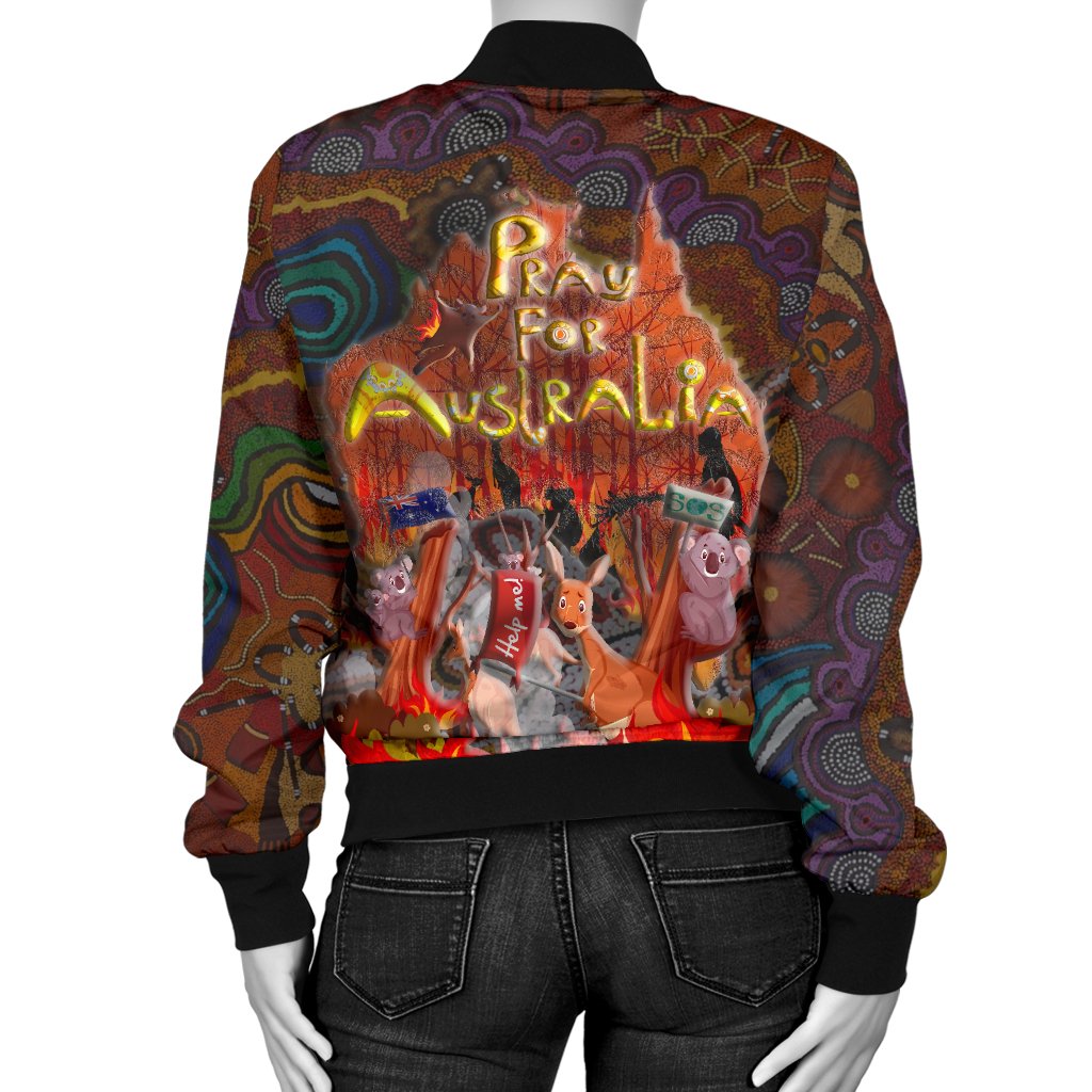 pray-for-australia-womens-bomber-jacket-aboriginal-pattern-love-australia