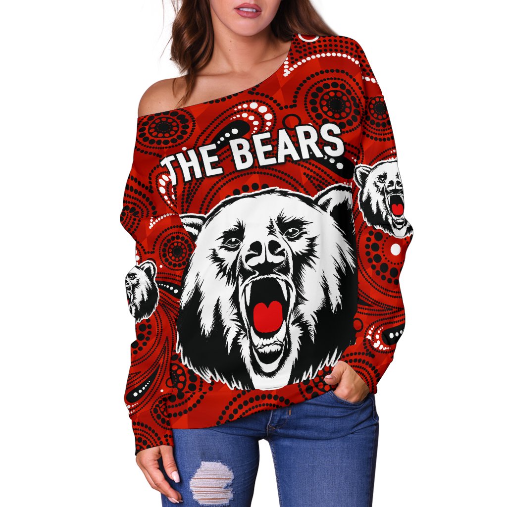 North Sydney Women's Off Shoulder Sweater The Bears Indigenous - Vibe Hoodie