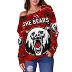North Sydney Women's Off Shoulder Sweater The Bears Indigenous - Vibe Hoodie