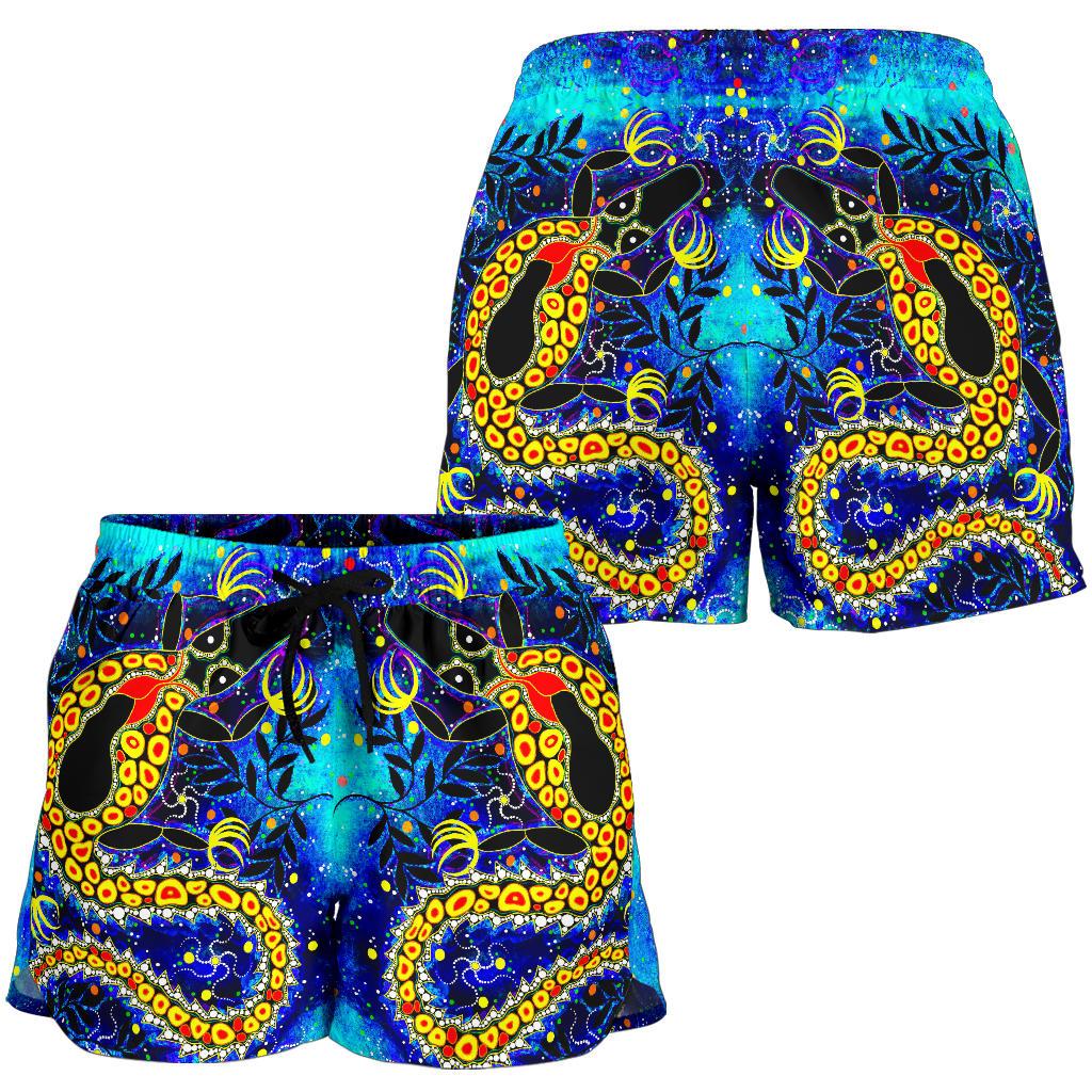 Aboriginal Women's Shorts - Indigenous Crocodile - Vibe Hoodie