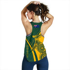 Rugby Racerback Tank - Australian Rugby Kangaroo & Aboriginal Patterns - Vibe Hoodie