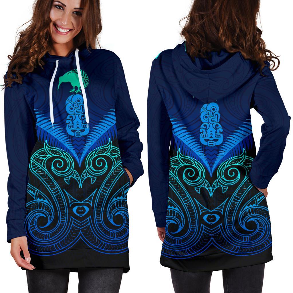 maori-manaia-new-zealand-hoodie-dress-blue