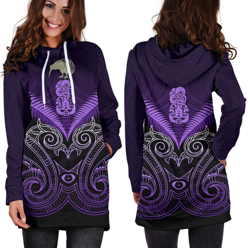 maori-manaia-new-zealand-hoodie-dress-purple